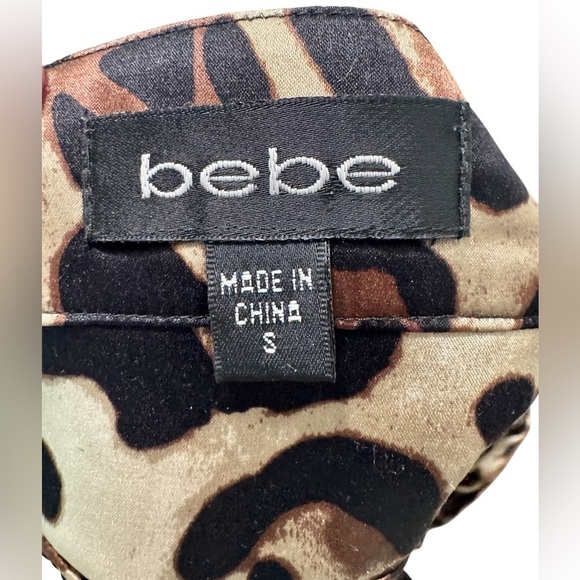 100% Authentic Bebe Silk Leopard Print Babydoll Top Sleeveless Small NWOT - Picture 8 of 10